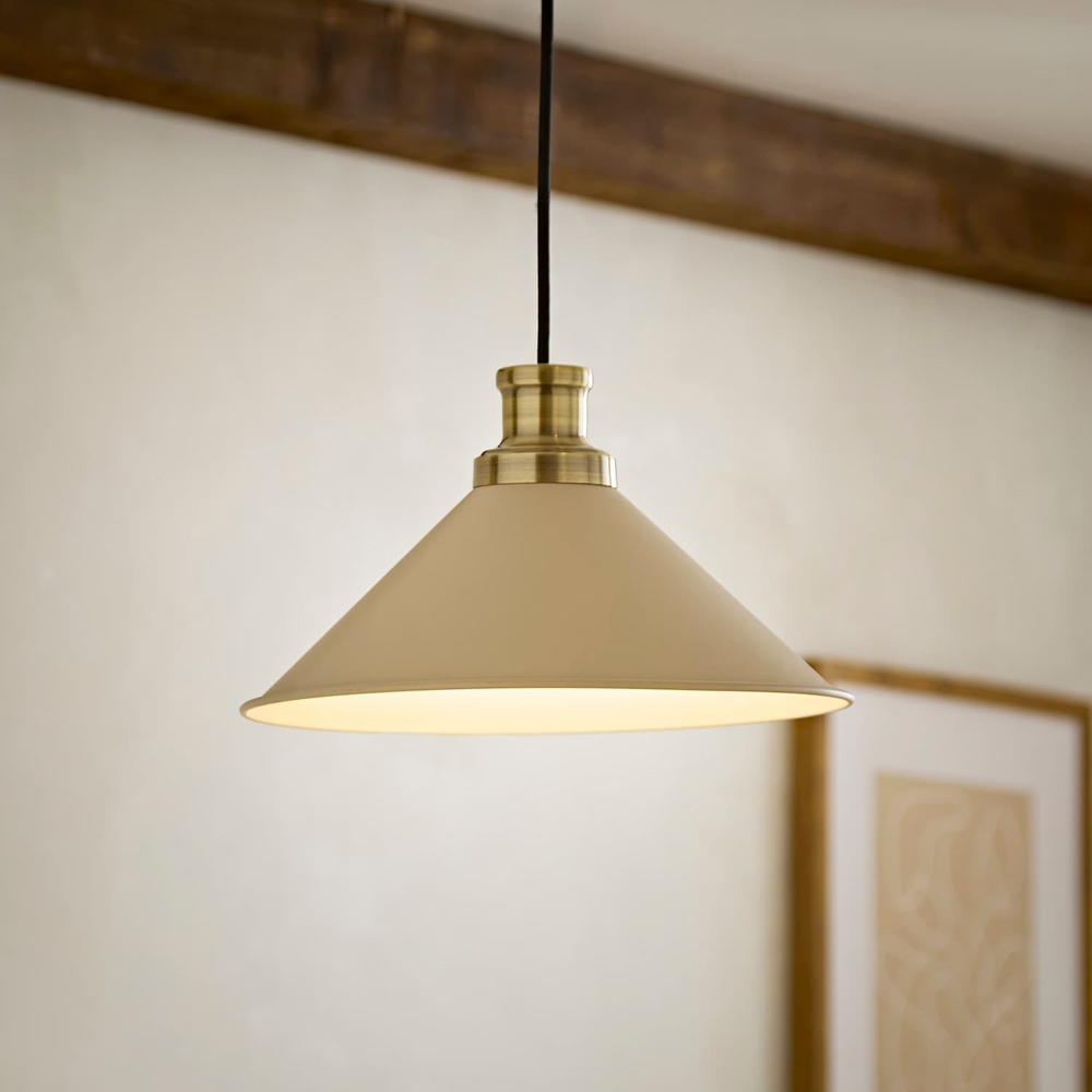 ValueLights Morgan Beige Tapered Metal Shade with Rolled Edge and Metallic Fitting Image 6