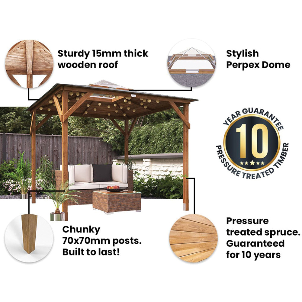 Dunster House Erin 2.5 x 2.5m Brown Superfelt Garden Gazebo with Solid Wall Sides Image 8
