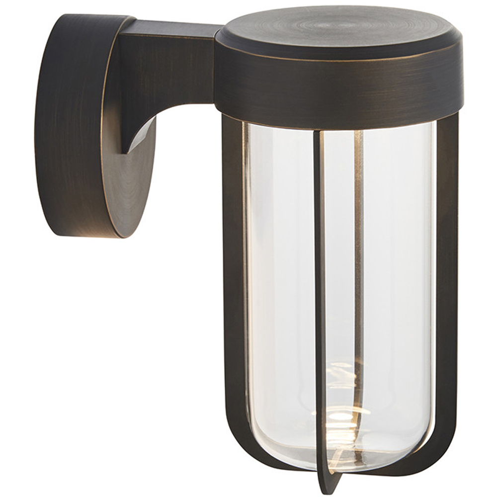 Merano Benevento Clear Glass Shade Brushed Bronze LED Outdoor Wall Lamp Image 1