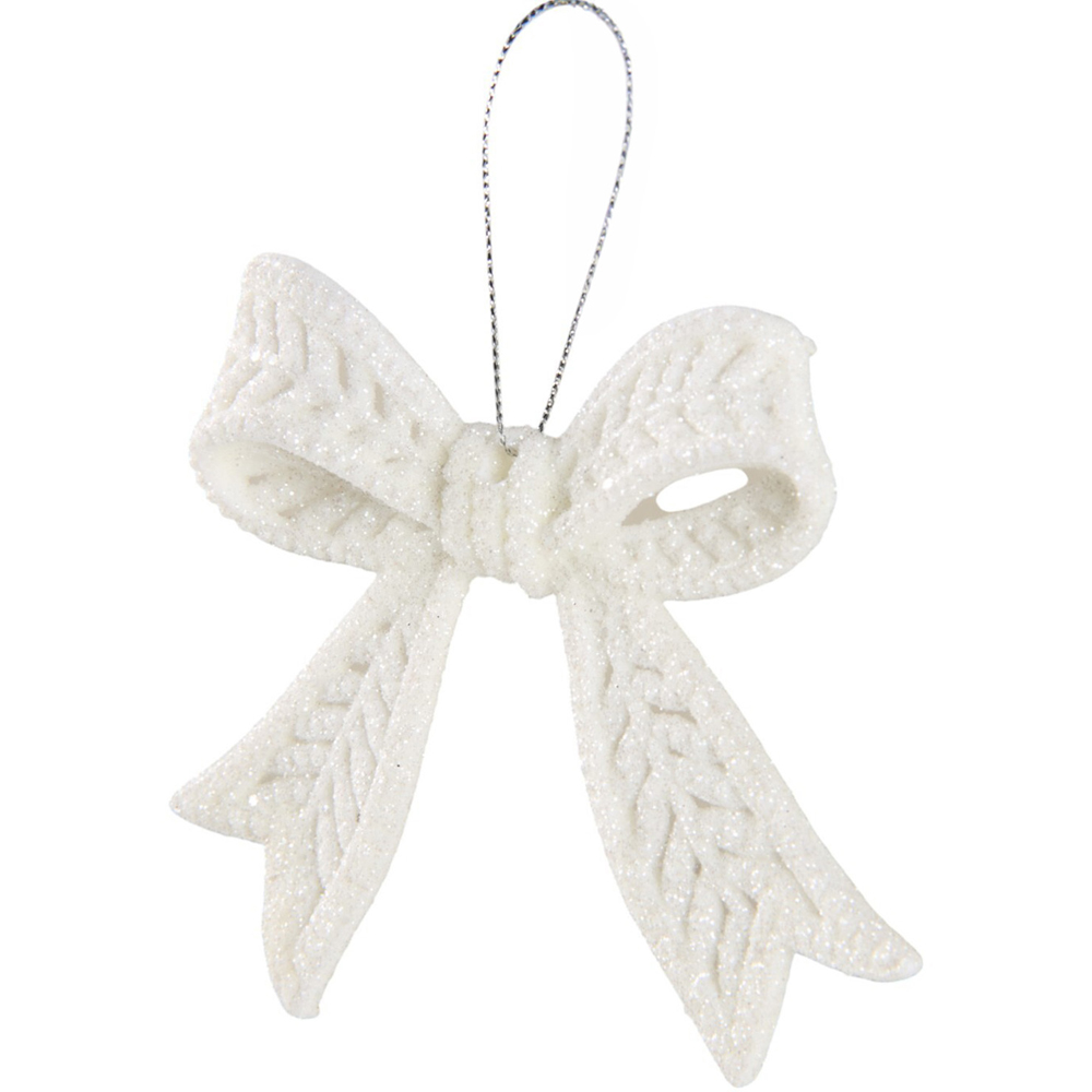 Single Alpine Lodge Glitter Bow Ornament 2 Pack in Assorted styles Image 8