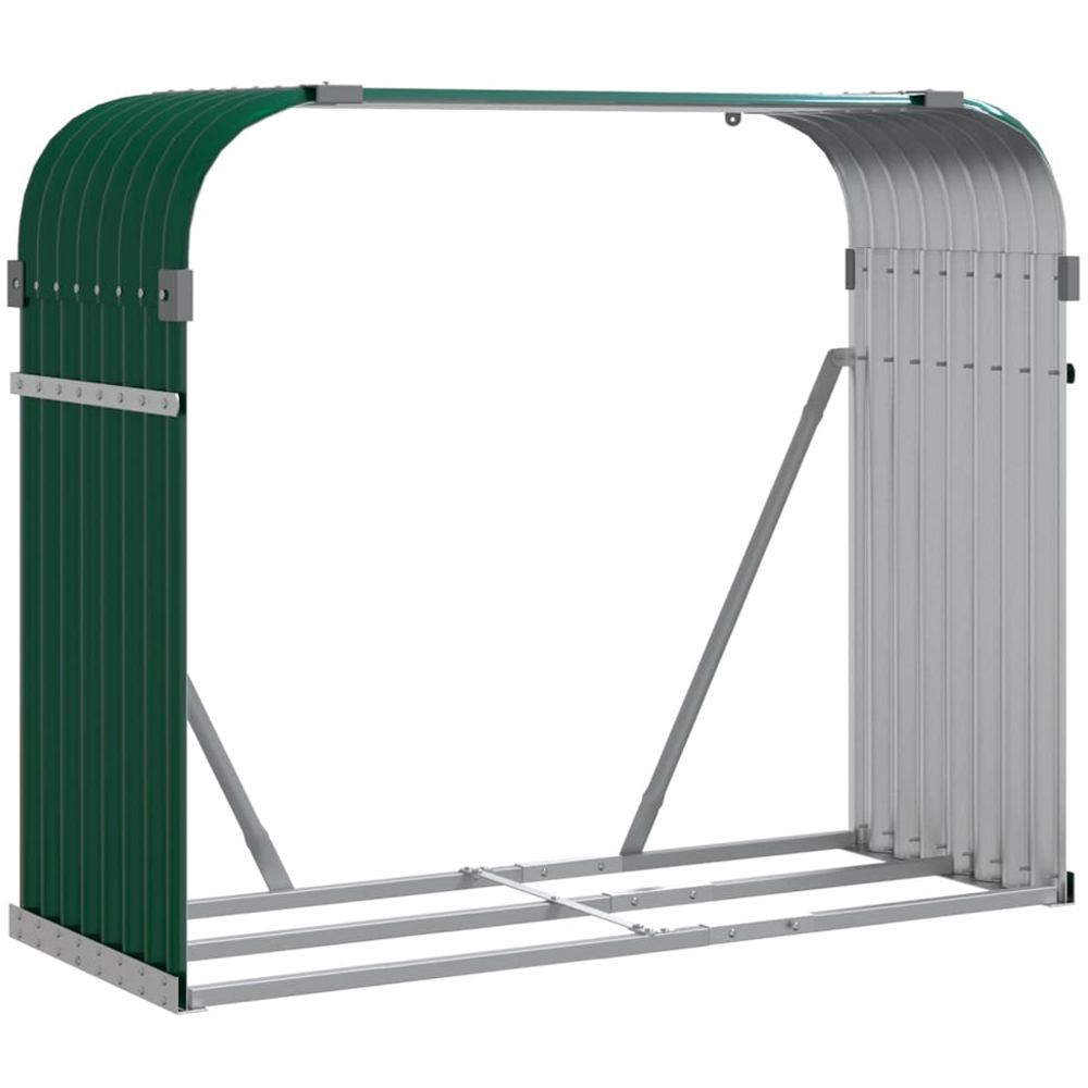 vidaXL Green Galvanised Steel Firewood Log Holder 100 x 120 x 45cm Image 1