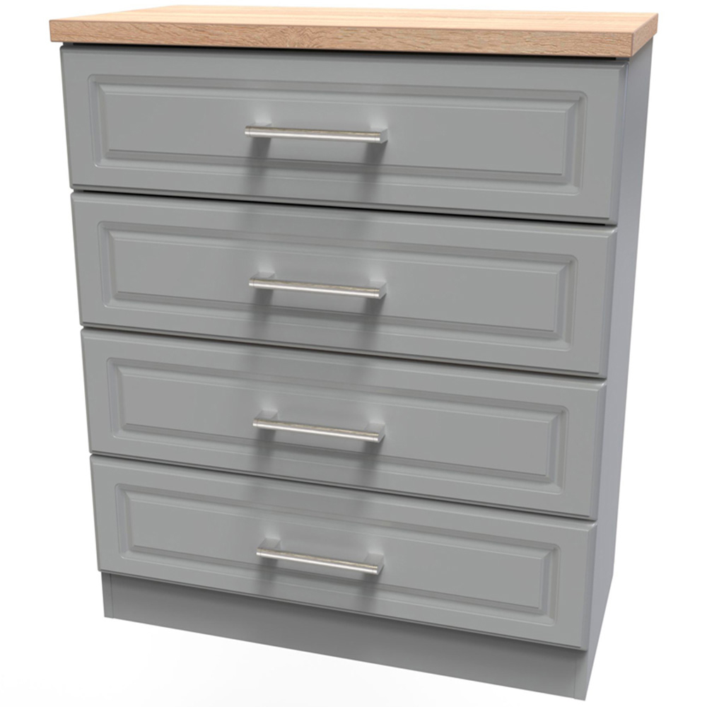 Crowndale Kent 4 Drawer Dusk Grey and Bardolino Oak Chest of Drawers Ready Assembled Image 4