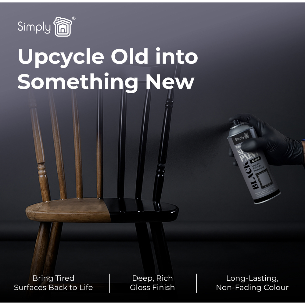 Simply Multipurpose Gloss Spray Paint Black Image 4