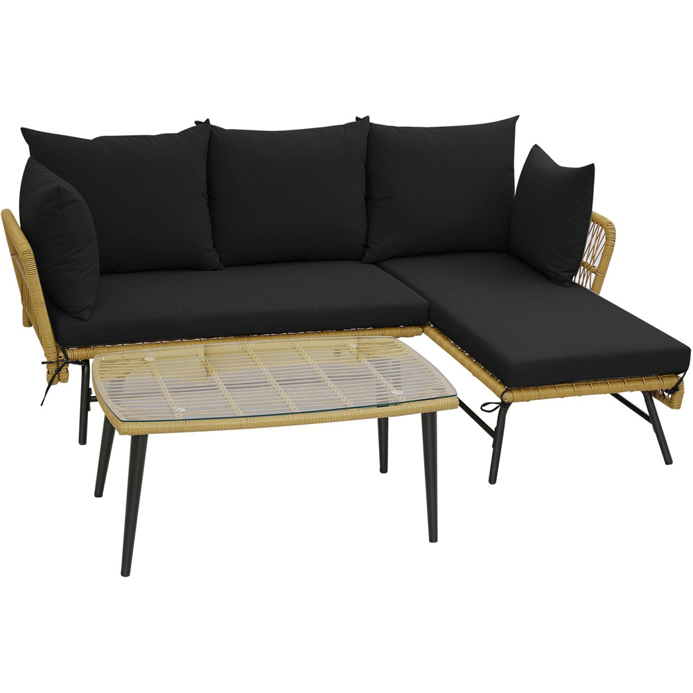 Costway 4 Seater Black L Shaped Patio Conversation Set Image 2