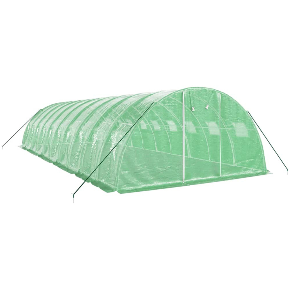 vidaXL Green Polyethylene Galvanised Steel Frame 32.8 x 13.1ft Greenhouse Image 2