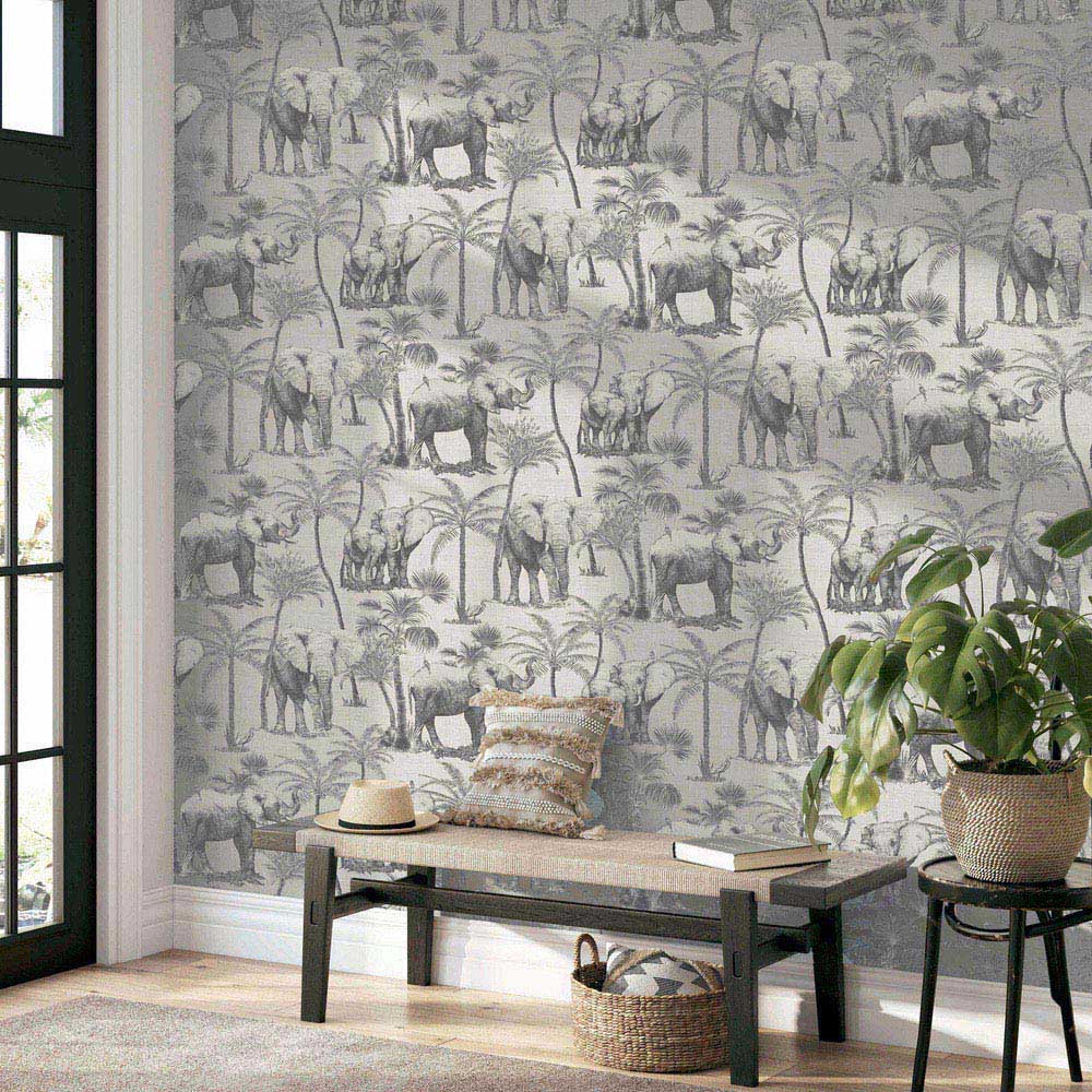 Arthouse Safari Elephant Charcoal Wallpaper Image 5