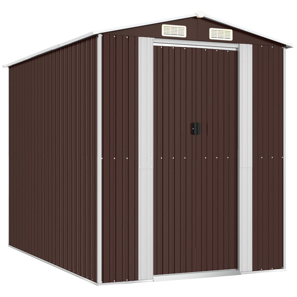 vidaXL 6.3 x 9ft Brown Galvanised Steel Garden Shed Image