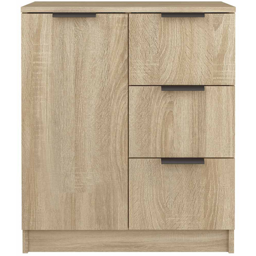 vidaXL Single Door 3 Drawer Sonoma Oak Sideboard Set of 2 Image 6
