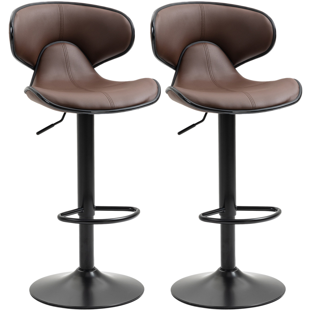 Portland Brown Faux Leather Height Adjustable Swivel Bar Stool Set of 2 Image 2