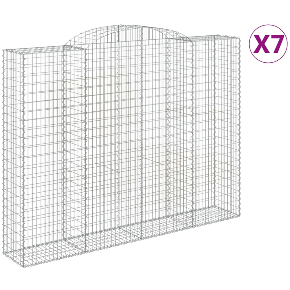 vidaXL Silver Galvanised Iron Arched Gabion Basket 300 x 50 x 220/240cm 7 Pack Image 2