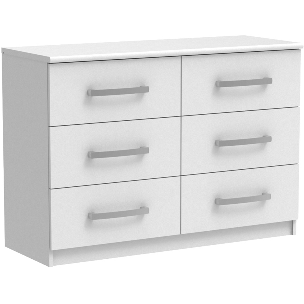 Riviera 6 Drawer White Wide Storage Chest Image 2