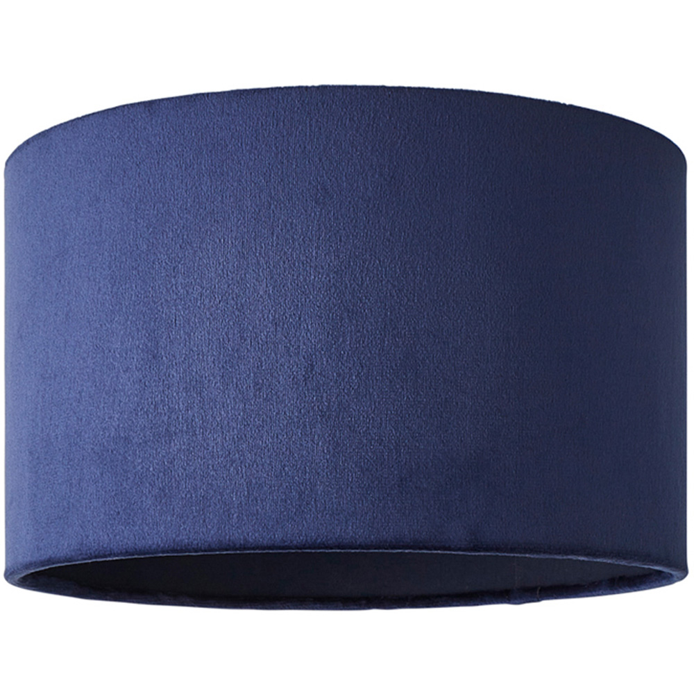 ValueLights Reni Navy Velvet Drum Ceiling Lamp Shade 25cm Image 1