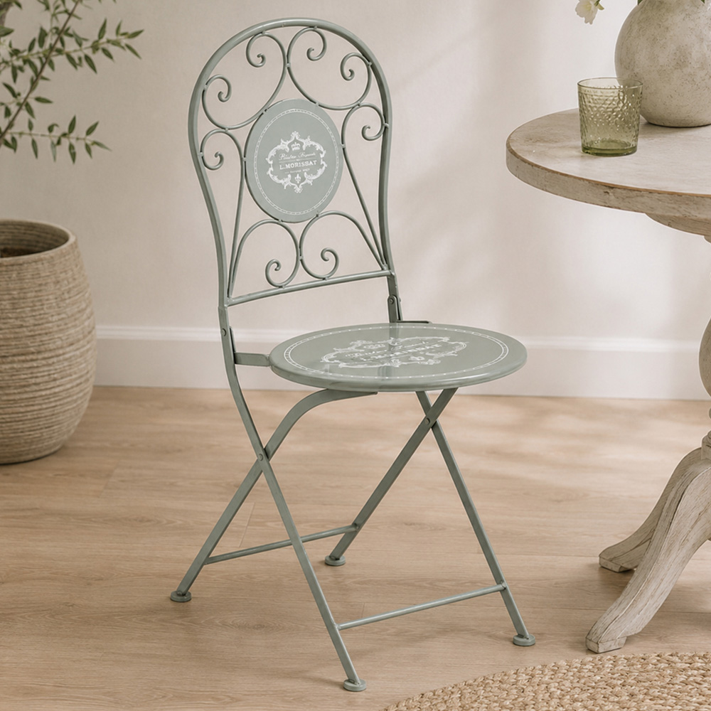 Premier Housewares Cafe Cassis Grey Metal Accent Chair Image 1