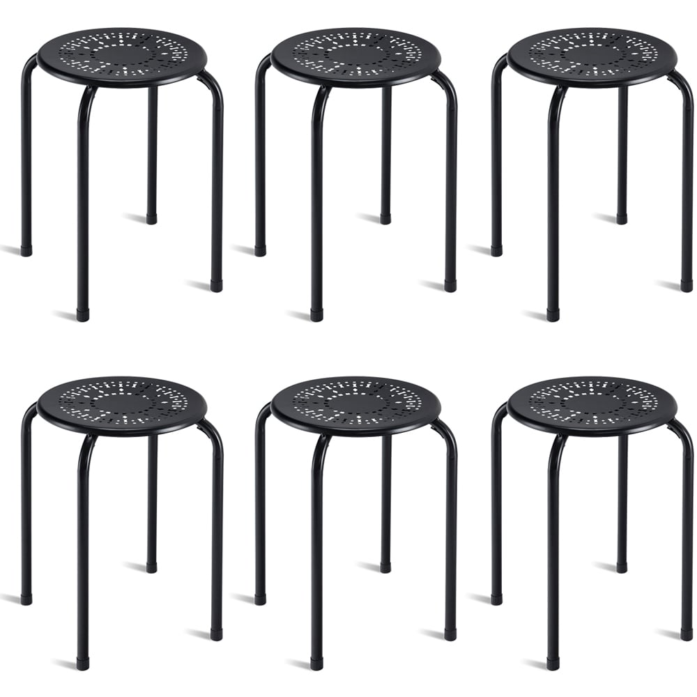 Costway Black Set of 6 Round Metal Stool Image 2