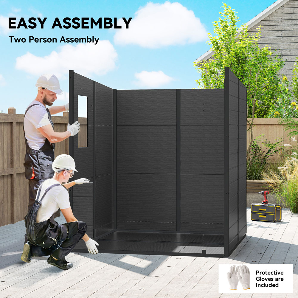 Outsunny 6 x 6ft Dark Grey Pent Garden Shed with Built-In Floor Image 6