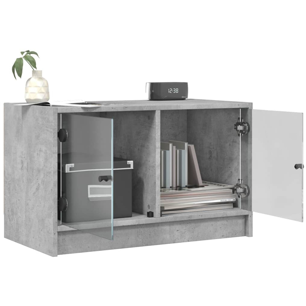 vidaXL 2 Glass Door Concrete Grey TV Cabinet Image 4