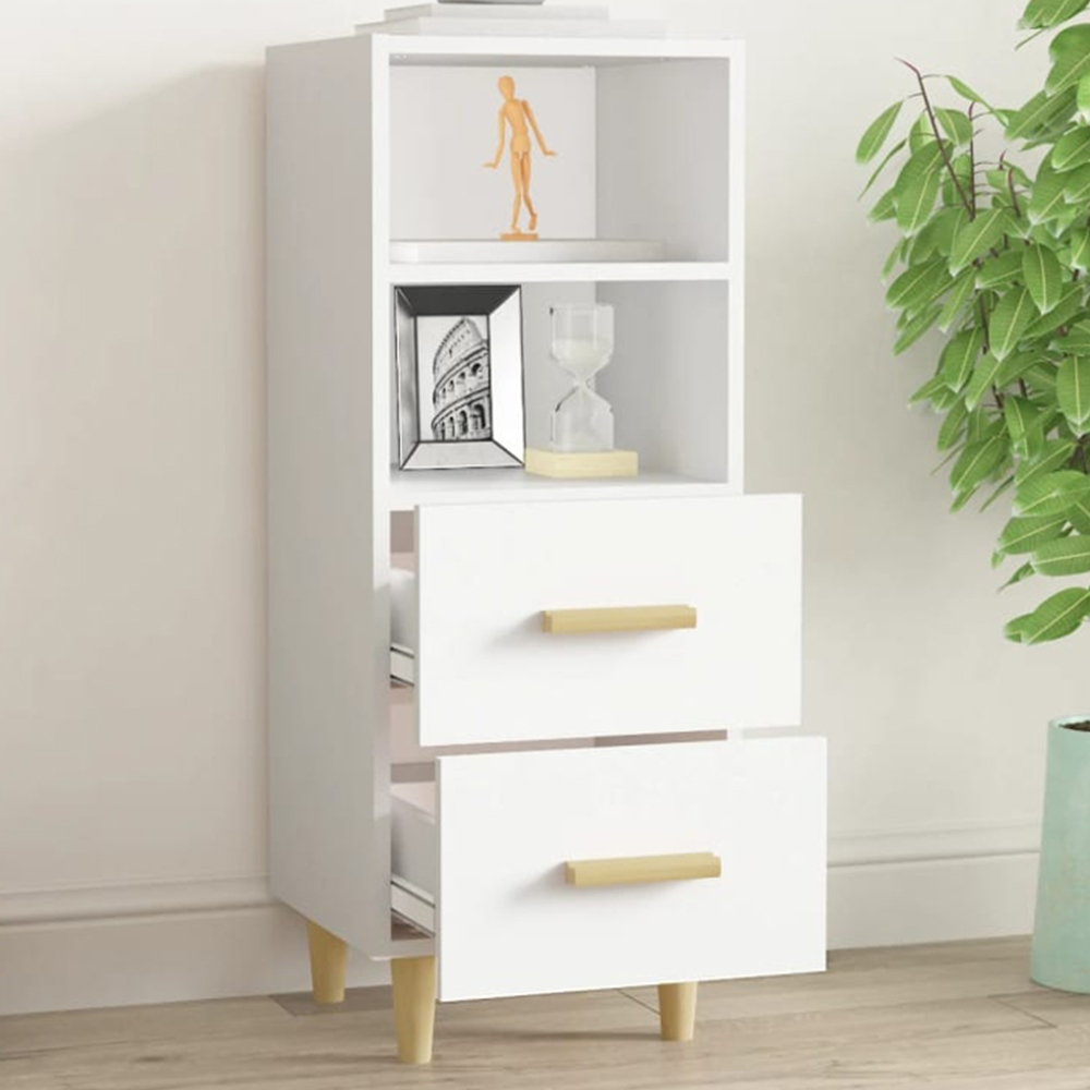 vidaXL 2 Drawer 2 Shelf White Sideboard Image 1