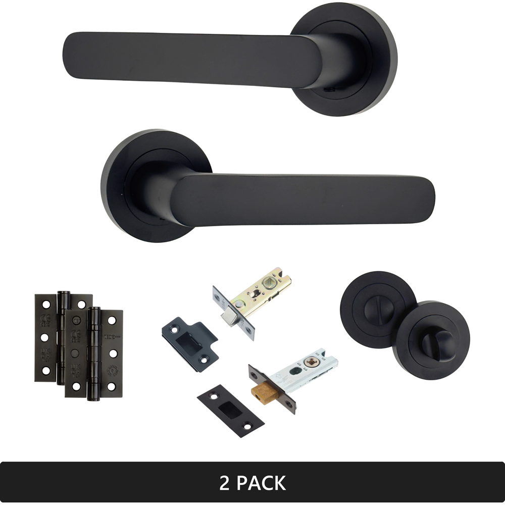 AXS Hardware Harlem Black Bathroom Door Handles on Rose 2 Pack Image 8