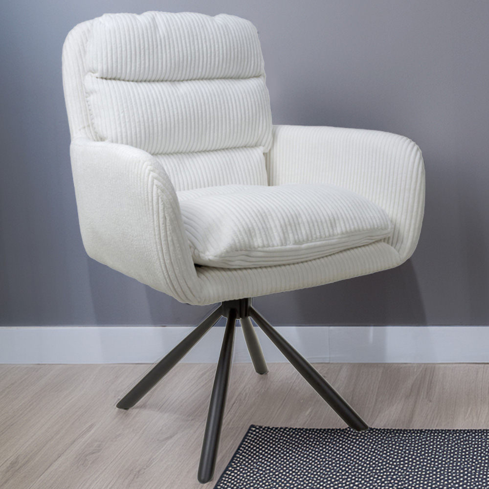 Cassidy Set of 2 Corduroy White Swivel Chair Image 1