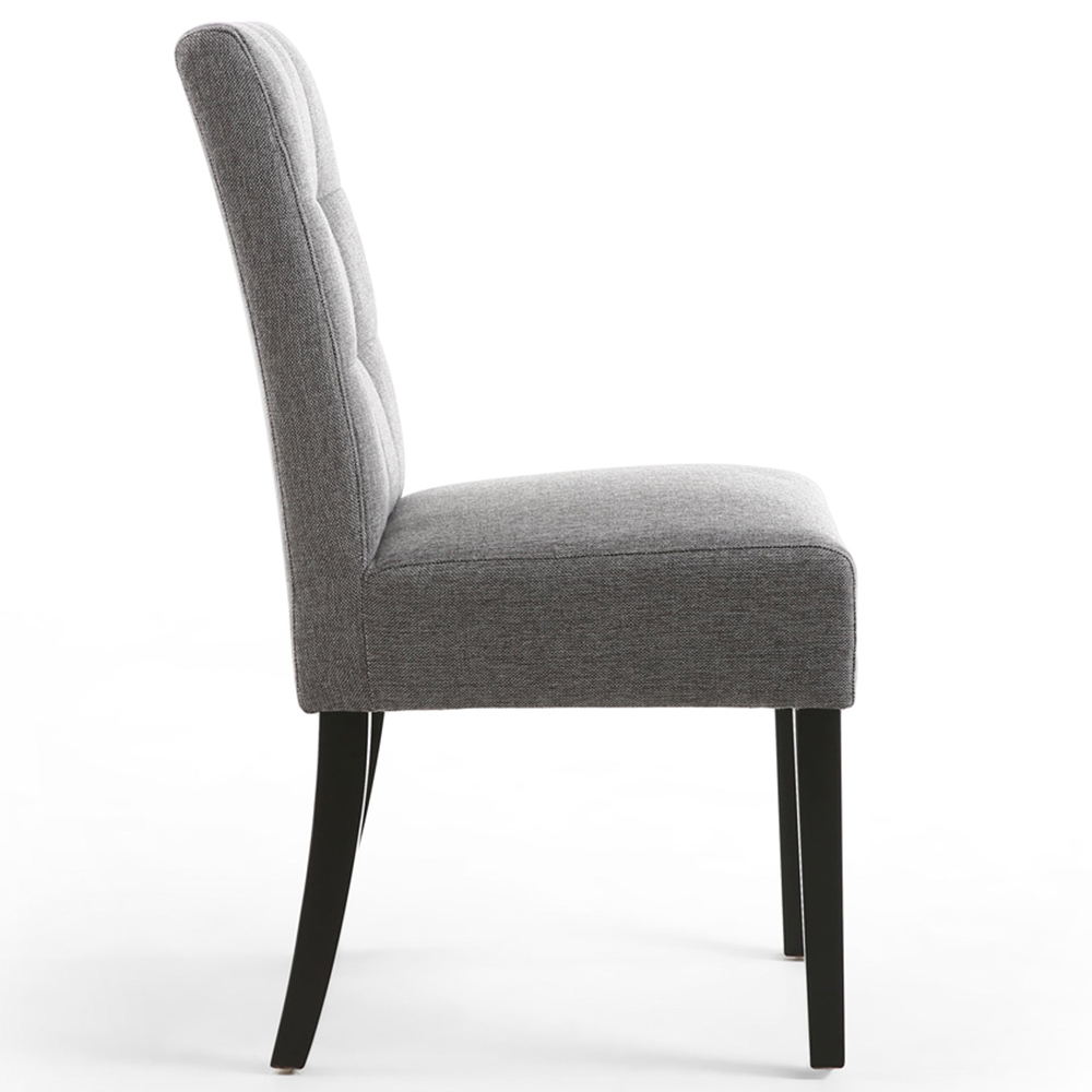 Portland Harlow Steel Grey Linen Black Legs Waffle Back Dining Chair Image 3