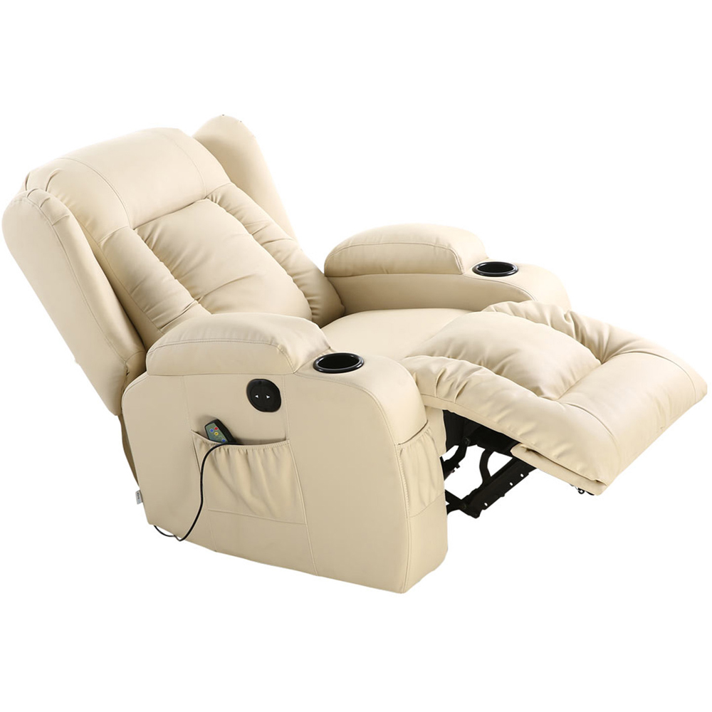 Furniture Online Caesar Cream Bonded Leather Electric Recliner Chair Image 4