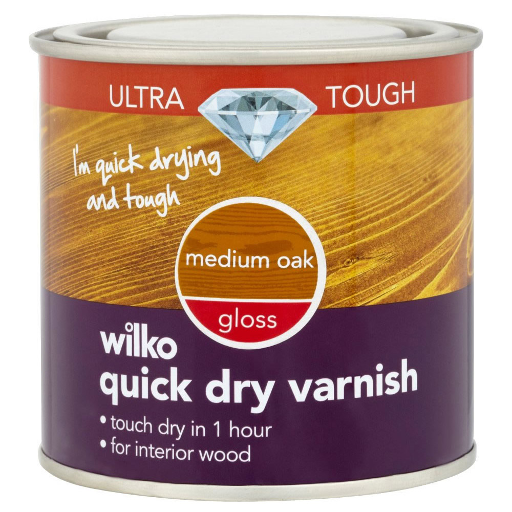 Wilko Ultra Tough Quick Dry Medium Oak Gloss Varnish 250ml Image 2