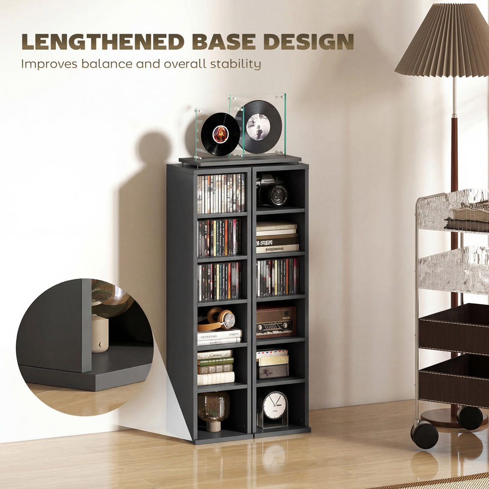 Portland 6 Shelf Black CD Storage Unit Set of 2 Image 7