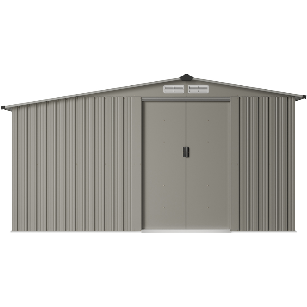 Living and Home 4 x 8ft Grey Aluminium Apex Garden Shed with Log Storage Image 1