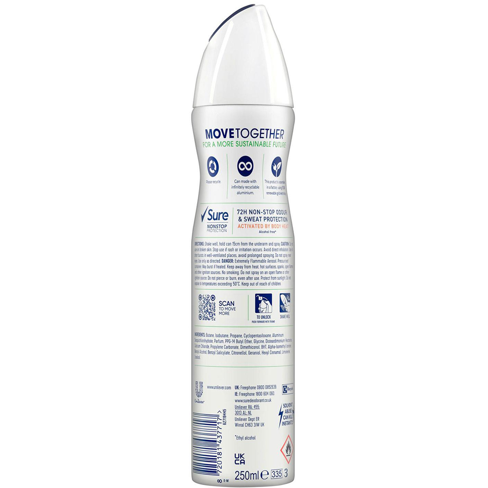 Sure Women Pure Melon Aloe 72H Nonstop Protection Anti-Perspirant Deodorant 250ml 24 Pack Image 3