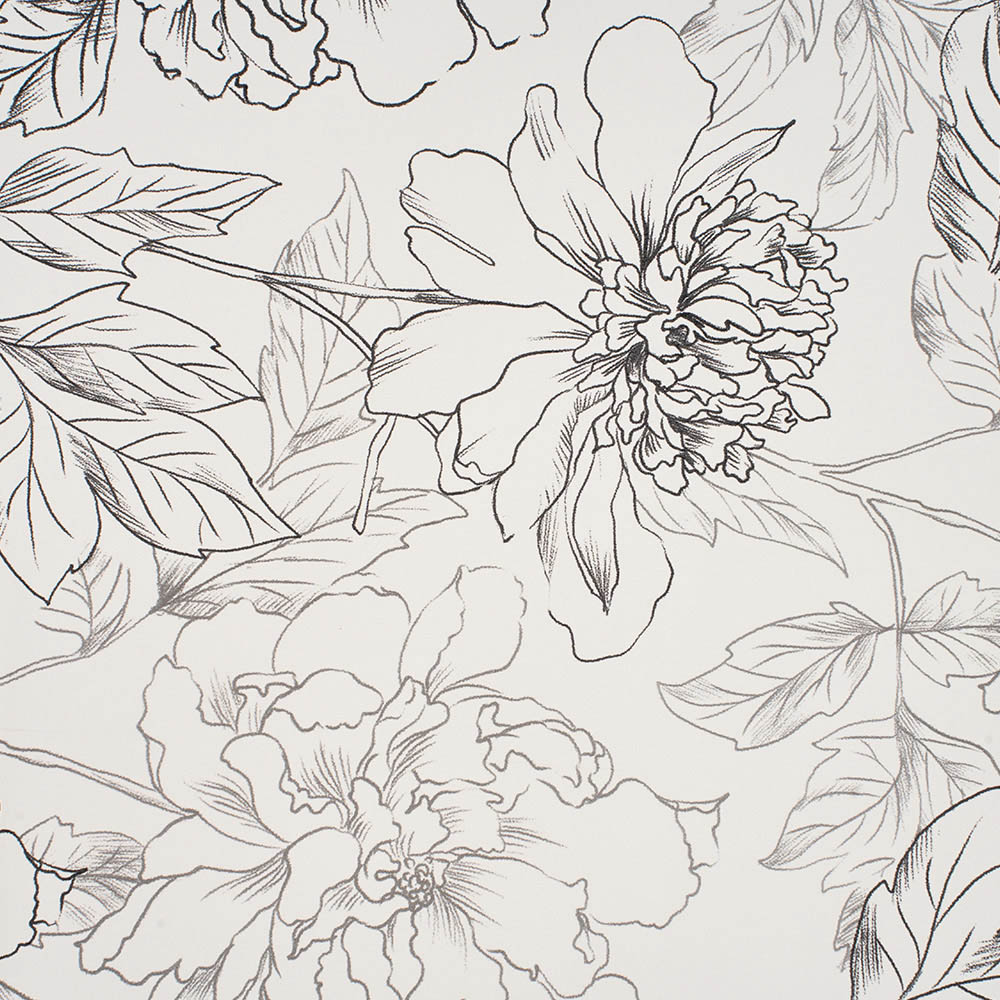 Living and Home Floral Pattern Light Beige and Black Peel and Stick Wallpaper Image 6