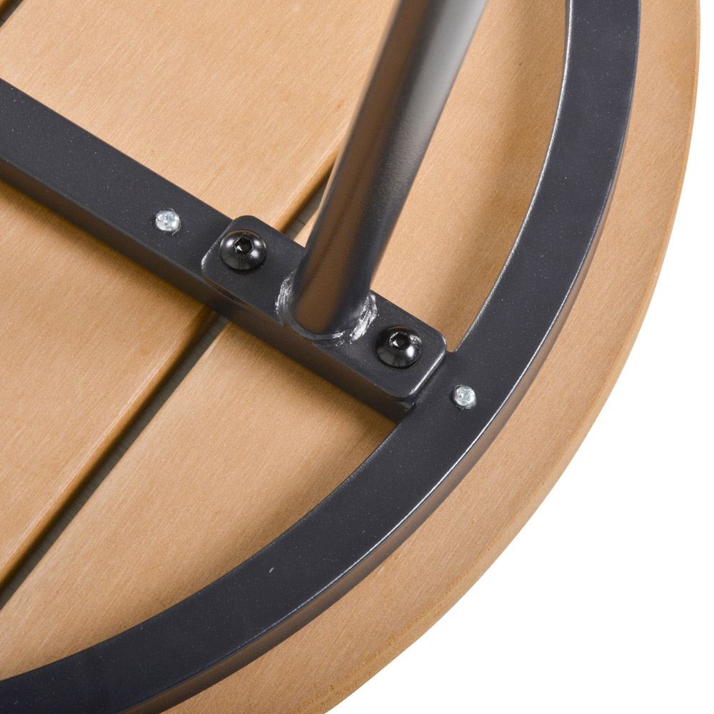 Outsunny Natural Wood and Black Round Outdoor Side Table Image 3