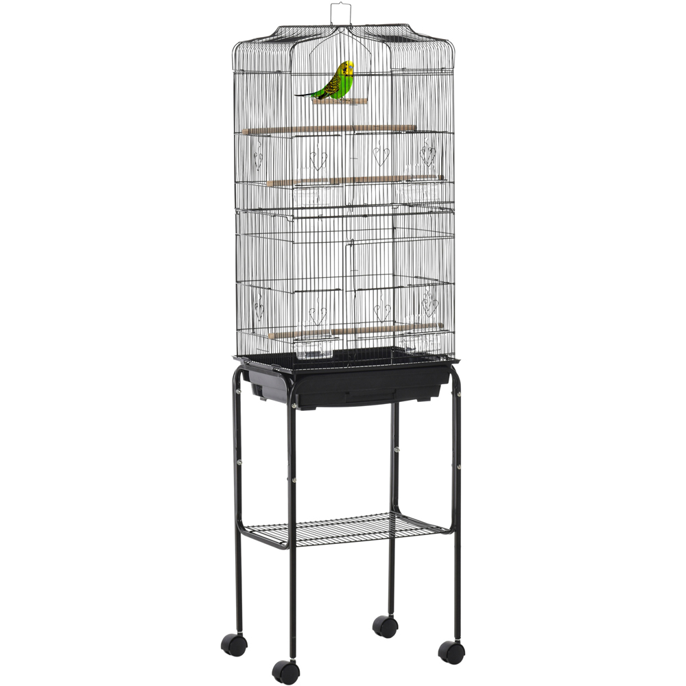 PawHut Large Black Bird Cage with Stand Image 1
