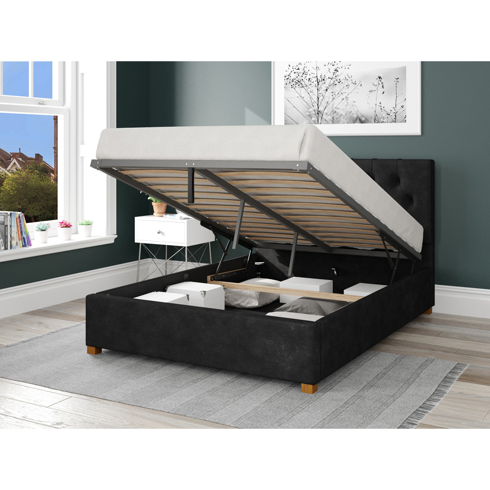 Aspire Olivier Small Double Charcoal Kimiyo Linen Ottoman Bed Image 2