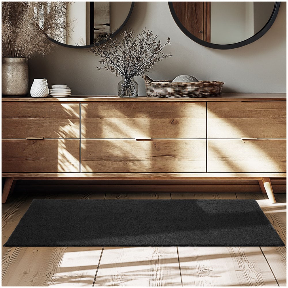 tectake Zonelle Black Short Pile Ultra Soft Rug 150 x 80cm Image 2
