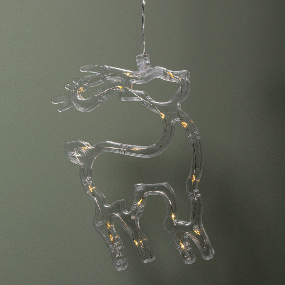 Samuel Alexander 15 Warm White LED Reindeer Battery Operated Christmas Window Decoration 19cm Image 1