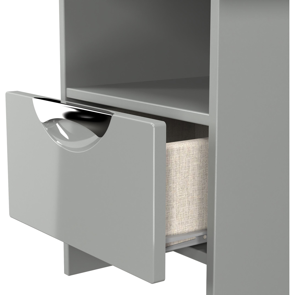 Crowndale Camden Single Drawer Single Shelf Grey Gloss and Dusk Grey Lamp Table Ready Assembled Image 6