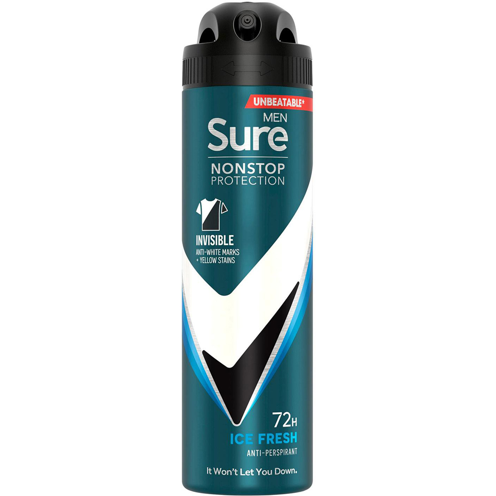 Sure Men Anti-Perspirant Invisible Ice Fresh Deodorant 150ml 18 Pack Image 2