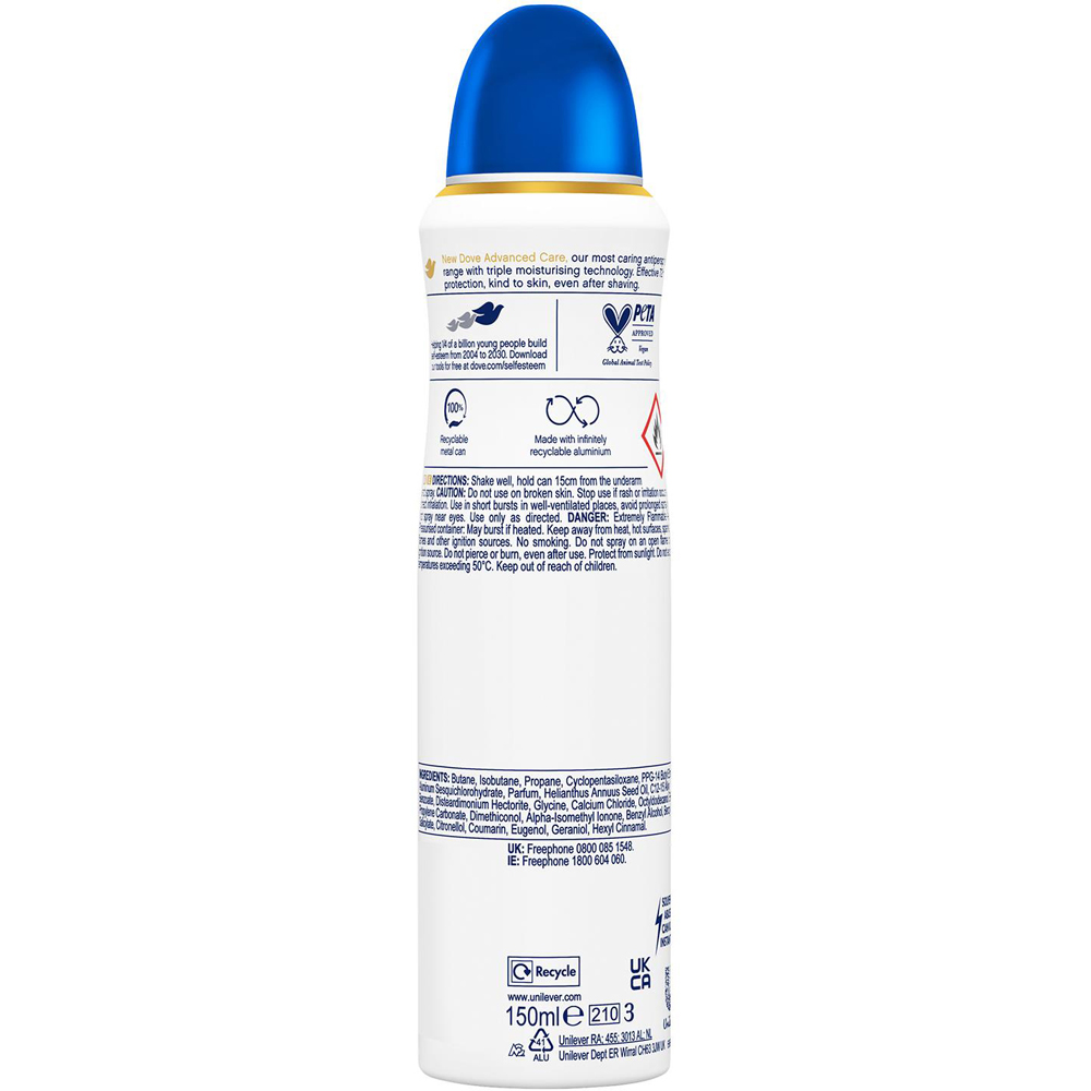 Dove Anti-Perspirant Advanced Care Original Deodorant Spray for Women 150ml 6 Pack Image 3