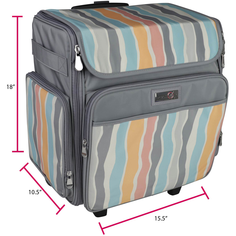 Everything Mary EVM12777-6 Grey Stripe Collapsible Rolling Tote Trolley Bag 36.2 x 22.2 x 39.4cm Image 5