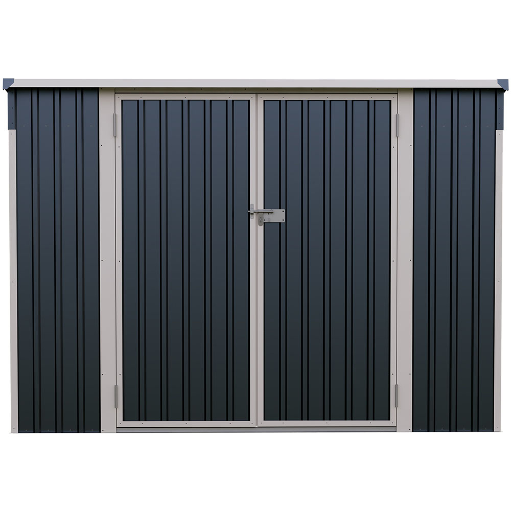 Living and Home 8 x 4ft Black Metal Pent Roof Garden Storage Shed Image 2