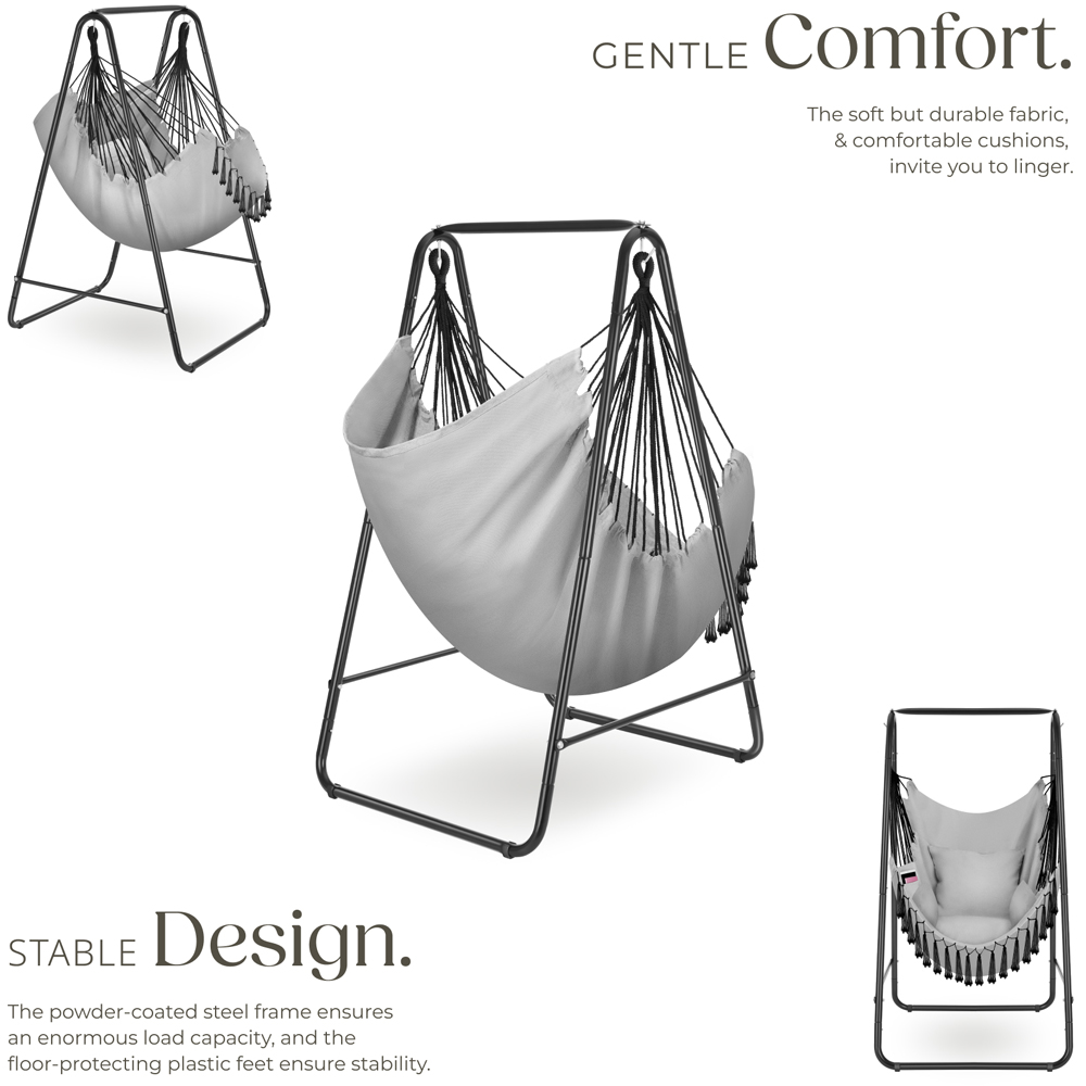 tectake Alison Grey Swing Chair with 3 Thick Pillows 160kg Image 3
