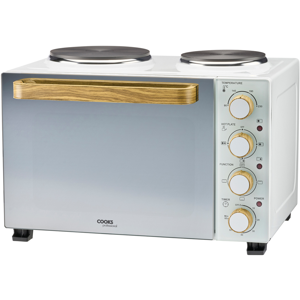 Cooks Professional K437 Nordic White Counter Top 28L Mini Oven Grill with Hob Image 1