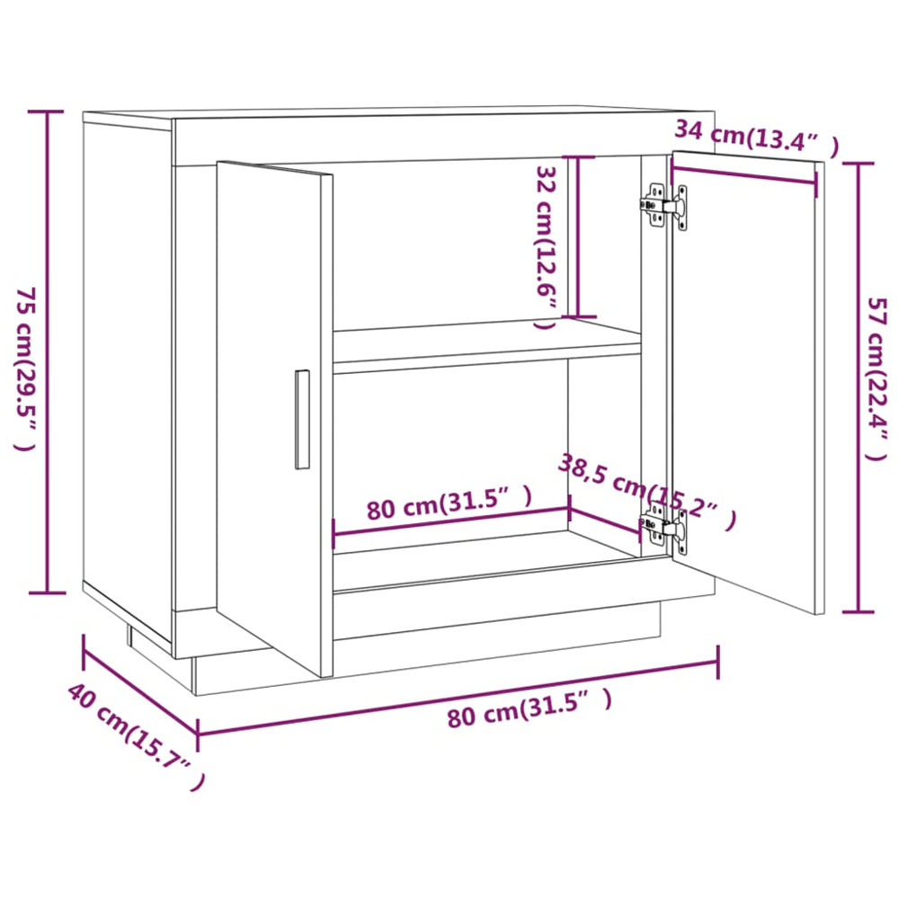 vidaXL 2 Door Grey Sonoma Sideboard Image 9