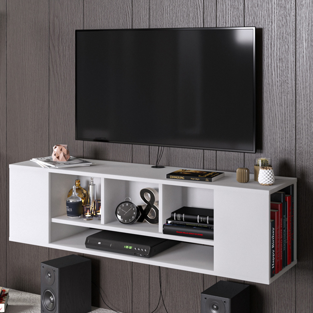 Decorotika Paldi 6 Shelf White Floating TV Unit Image 1