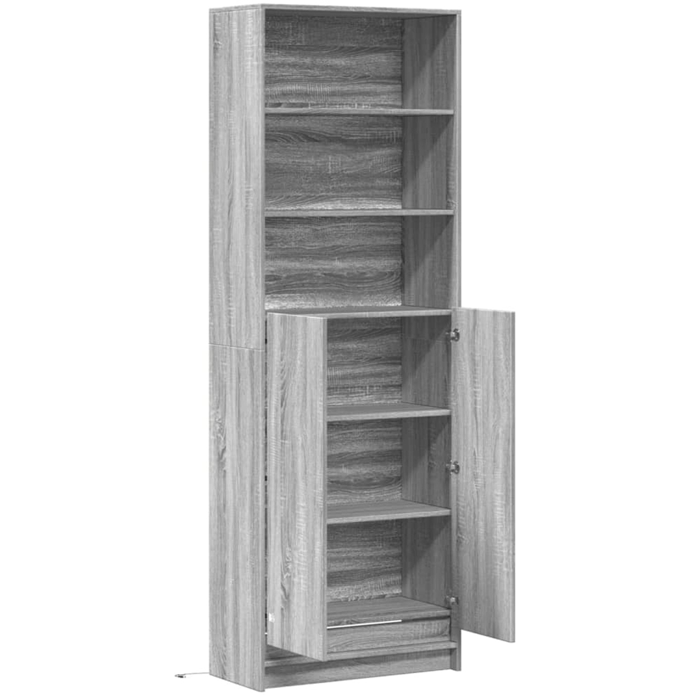 vidaXL 2 Door 3 Shelf Grey Sonoma LED Highboard Image 9