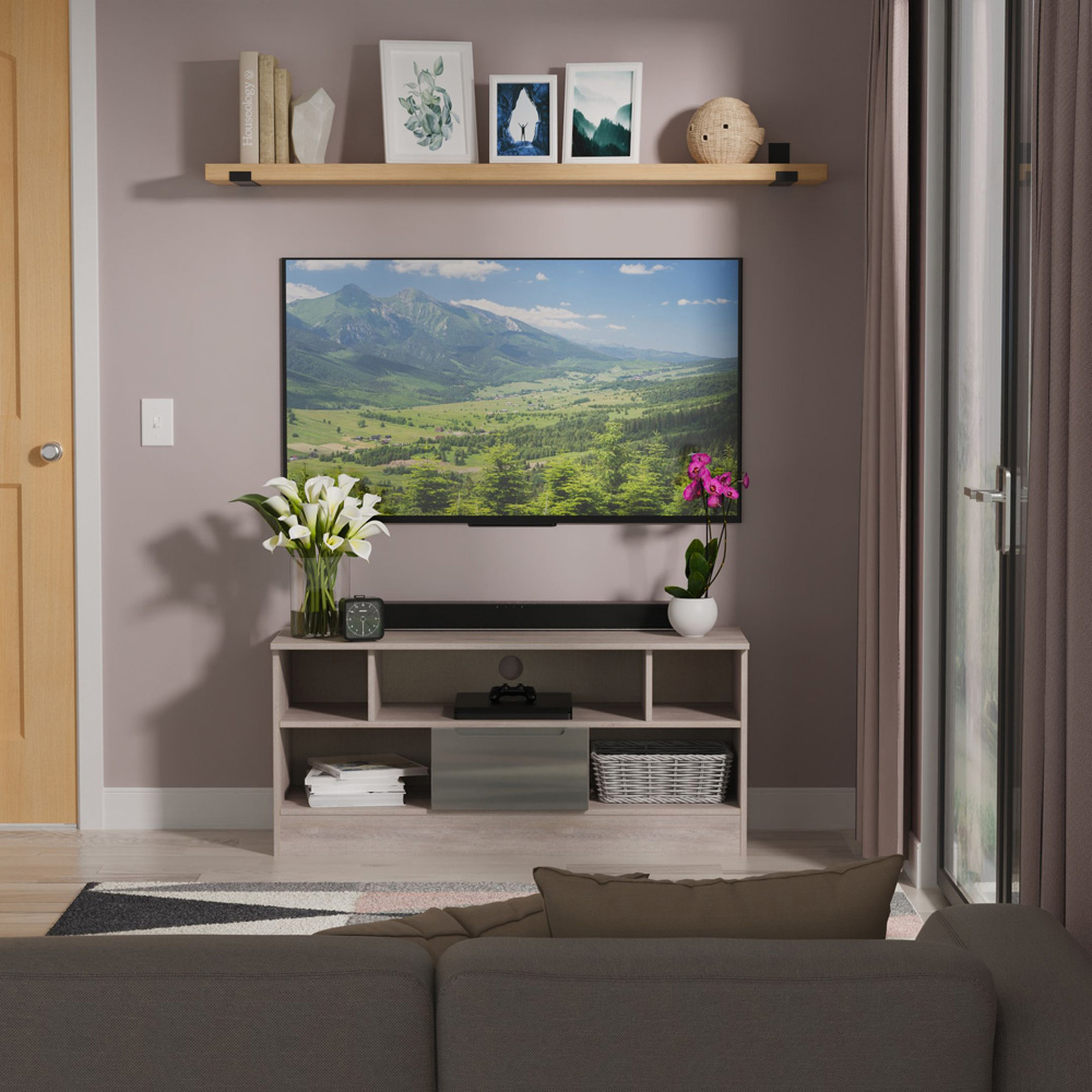 Crowndale Milan Single Drawer 5 Shelf Grey Gloss and Grey Oak TV Unit Ready Assembled Image 7