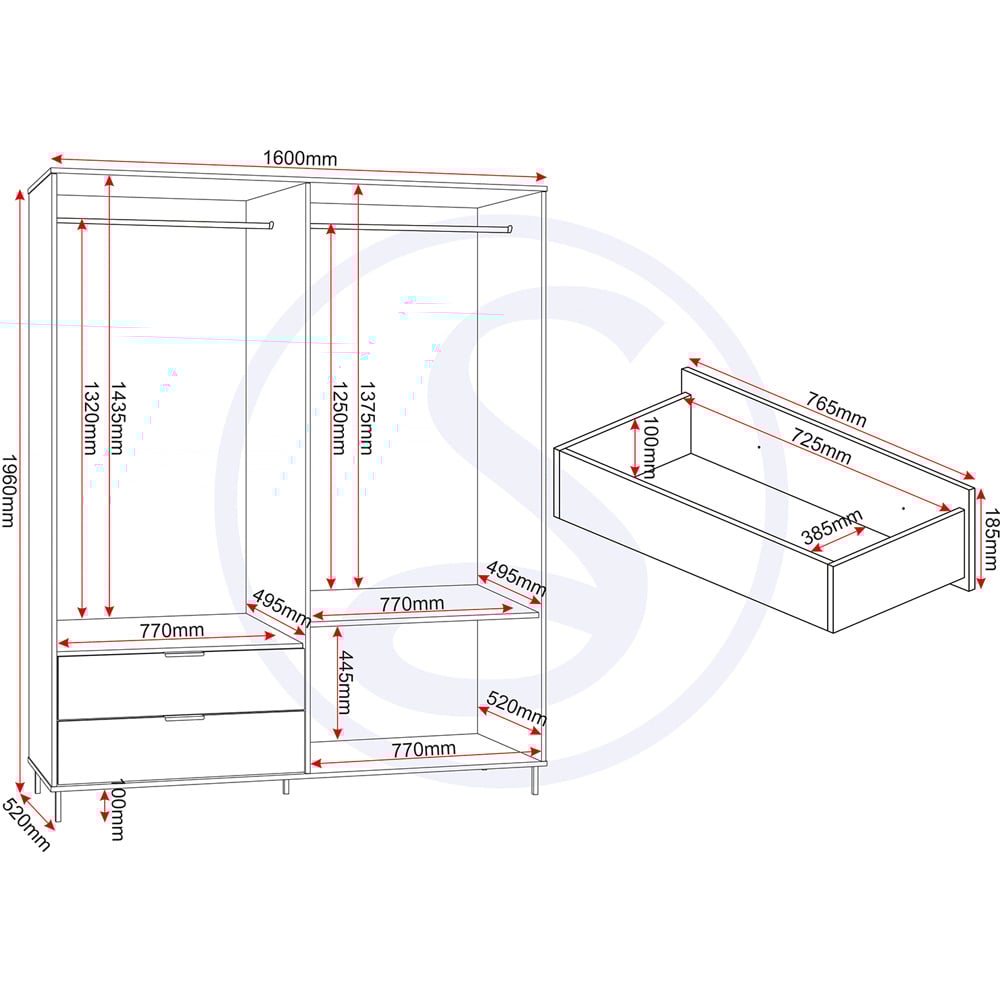 Seconique Madrid 4 Door Wardrobe Grey and White Gloss Bedroom Furniture Set Image 9