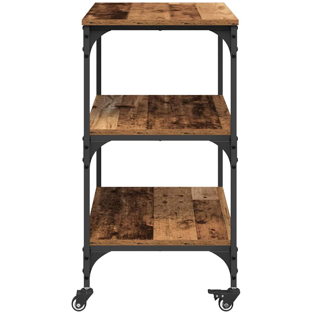 vidaXL 3 Shelf Old Wood Kitchen Trolley Image 7