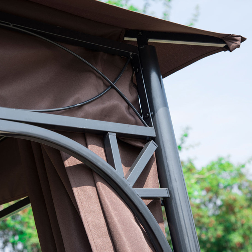 Outsunny 3 x 3m Brown Metal Gazebo Image 7