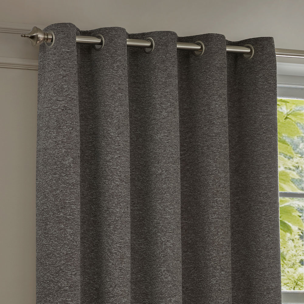 Paoletti Galaxy Charcoal Fully Lined Velvet Eyelet Curtains 229 x 137cm Image 2